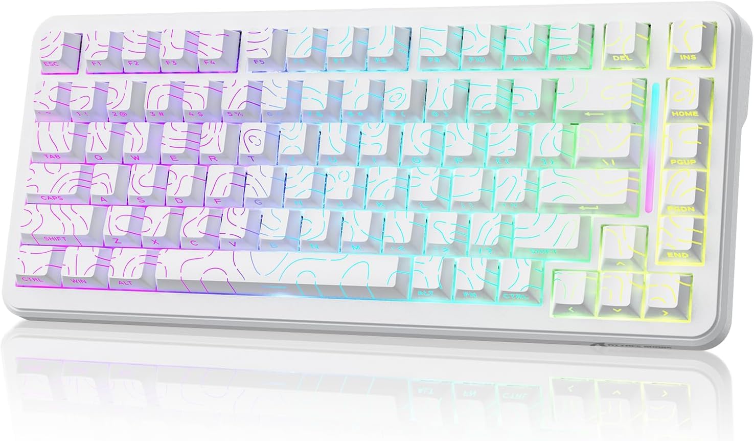 ATTACK SHARK X82PRO HE 75% Kablosuz Gaming Klavye – Hall Effect Manyetik Switch, Rapid Trigger, 0.01mm Ayarlanabilir Tepki Noktası, 8K Polling Rate, Hot-Swap, RGB – PC Oyuncuları (White Contour Line)