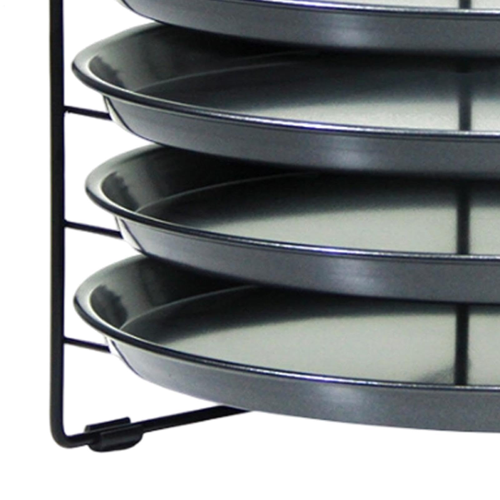 Pizza-Backblech-Set 4-lagiger zusammenklappbarer schwerlastfähiger stabiler | Pizza-Backblech-Gestell für Haushaltsküche, Brot- und Gebäckzubereitung, Restaurant, Catering, Anfänger,