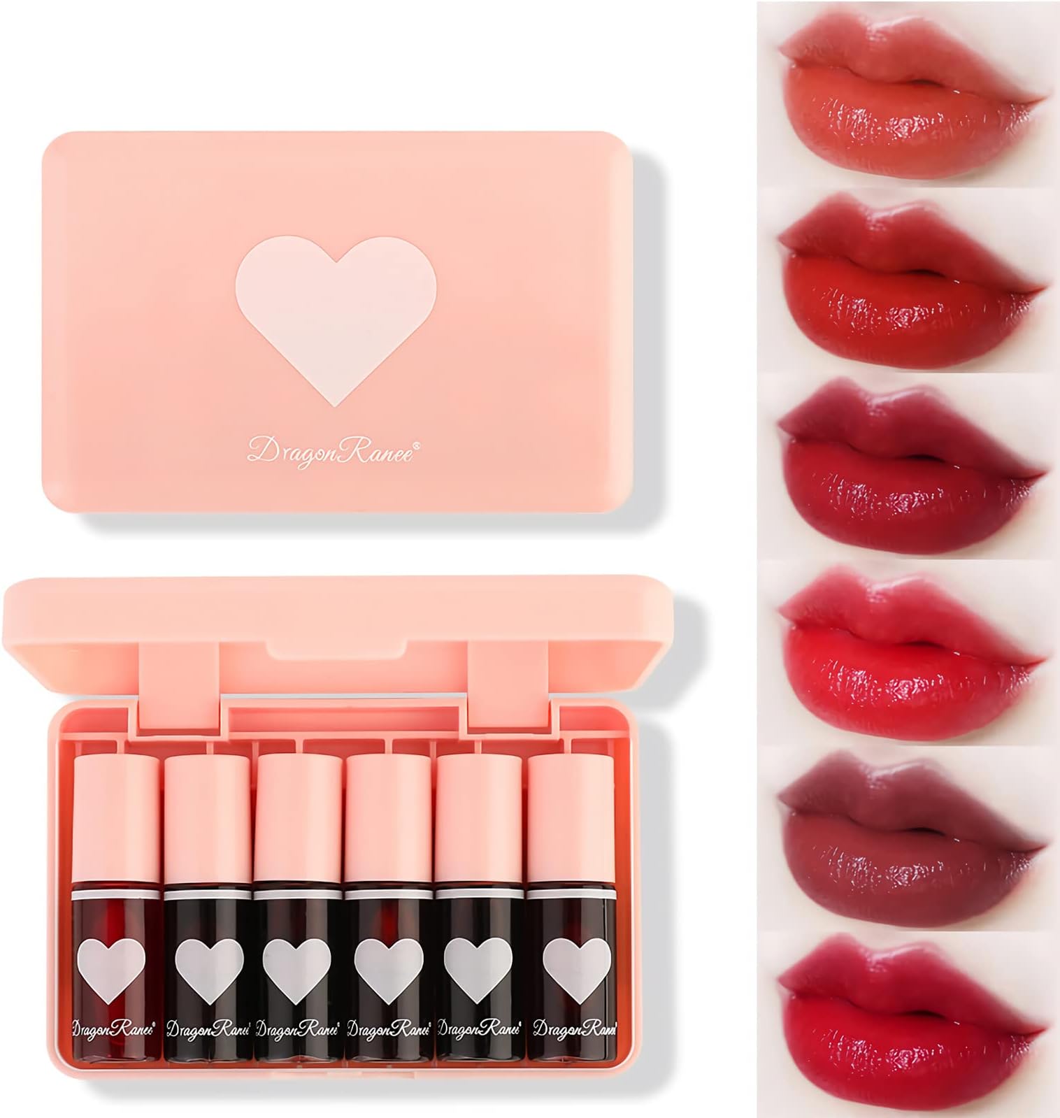 6 Colors Lip Tint Stain Set,Korean Lip Gloss Mini Liquid Lipstick Lip & Cheek Tint Long Lasting Moisturizing Natural Lip Tint Highly Pigmented Color Non-Sticky