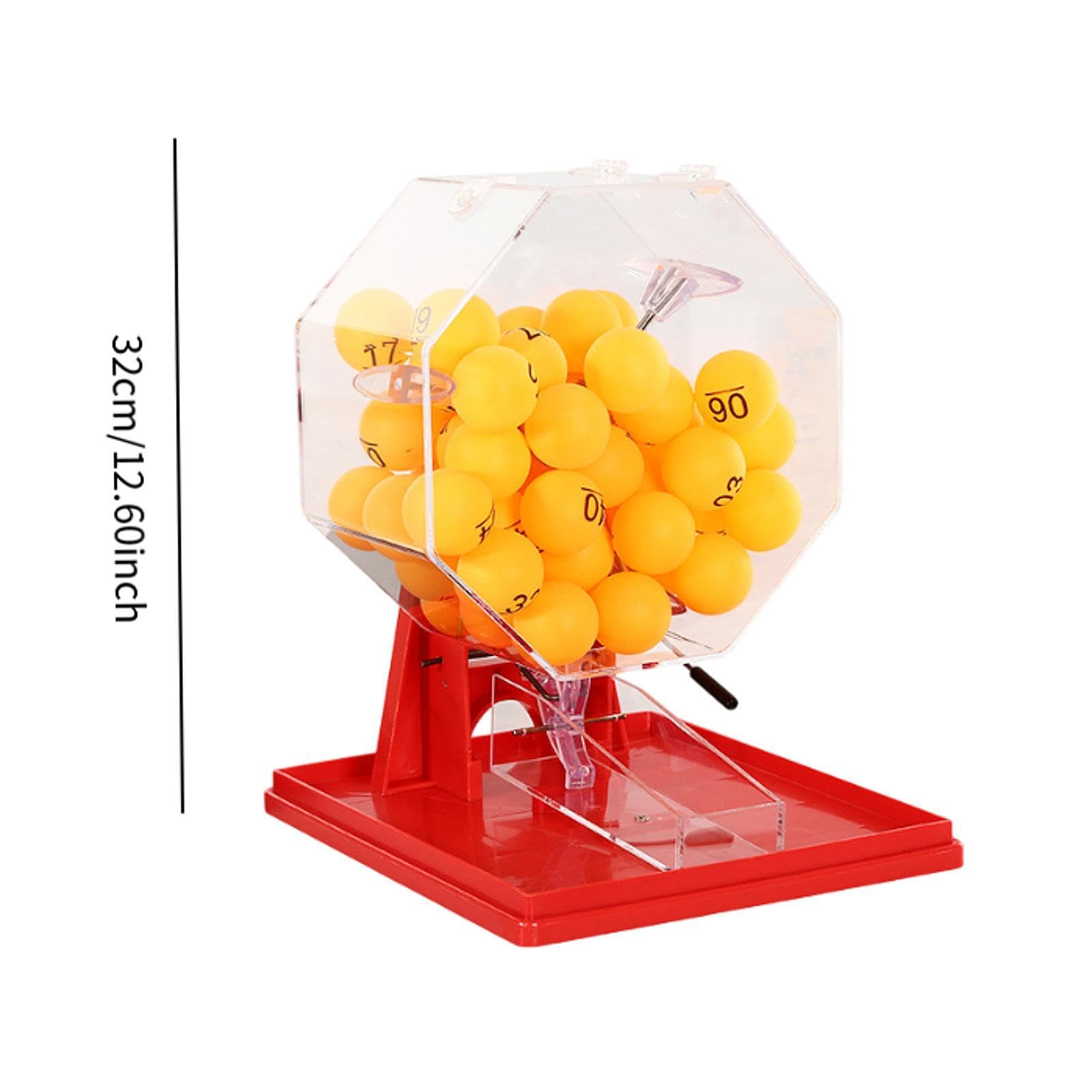Gralara Machine à Boules de Loto, Cage de Jeu et Boules, Jouet Cadeau, Machine à Bingo, Machine à Loterie pour Adultes, Fêtes, Grands Groupes, Familles, Joueu, Boules Jaunes Rouges