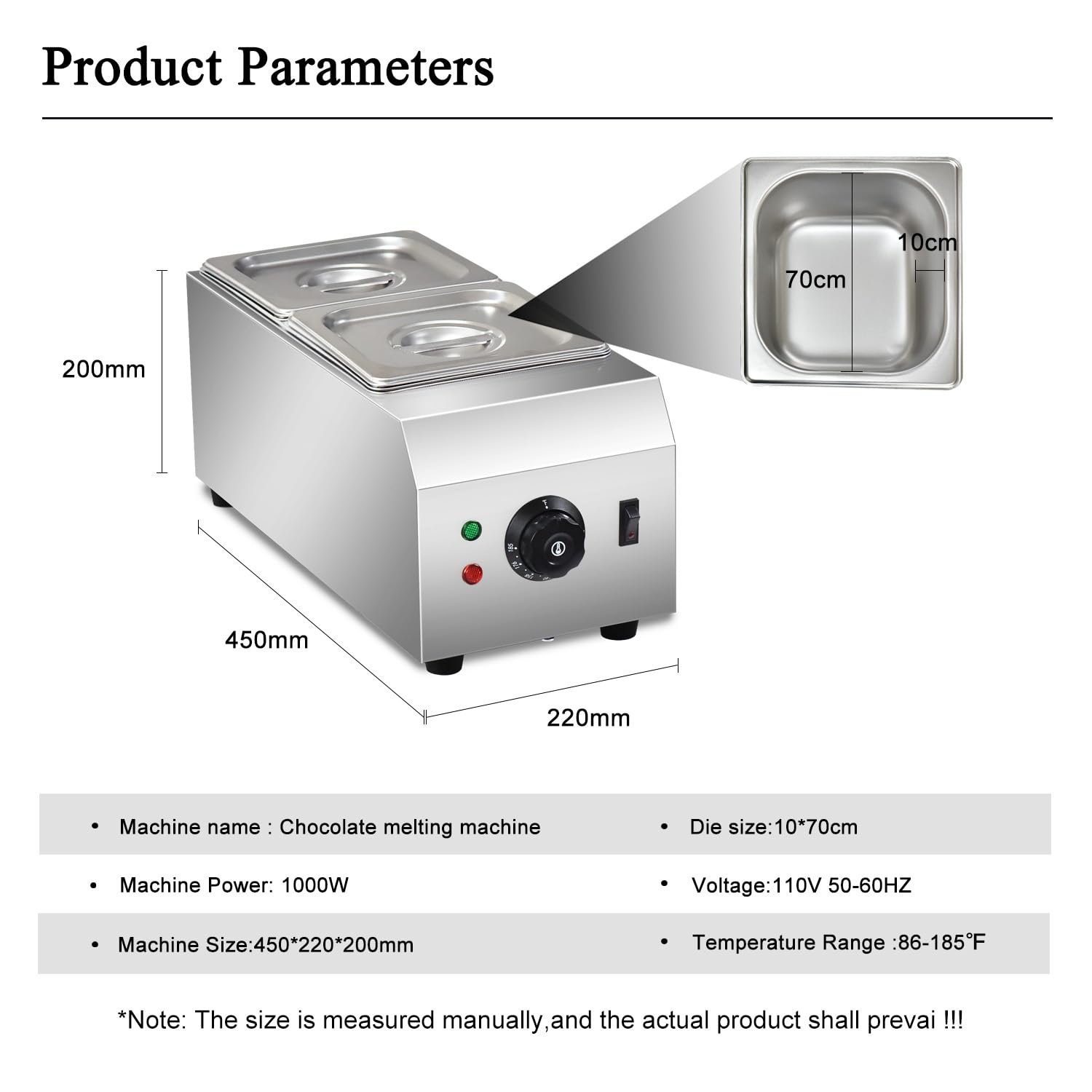 110V chocolate tempering machine,Cheese melting machine,9 Lbs 2 Tanks Chocolate Melting Pot with Temp Control,Stainless Steel,1000W Electric Commercial chocolate/Sauce Warmer pot.
