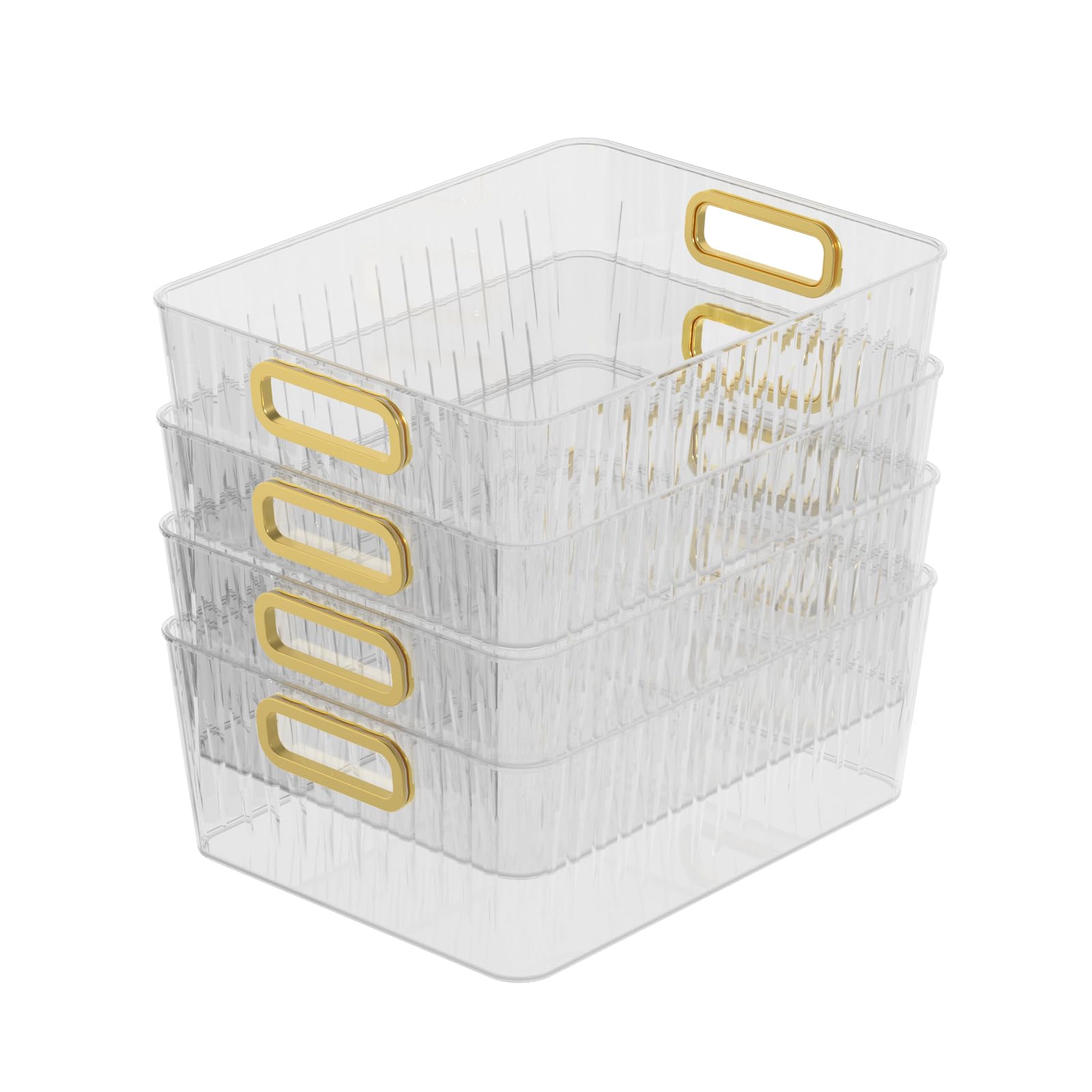 Organizador de despensa transparente, organizador de plástico para nevera con asas, juego de 4