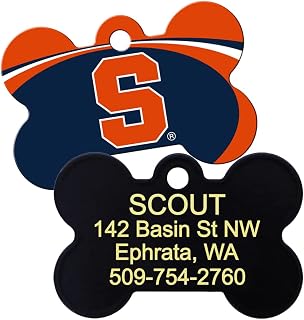 GoTags Syracuse Orange NCAA Personalized Engraved Sports Team Dog Tags, Bone Shape Pet ID Tags