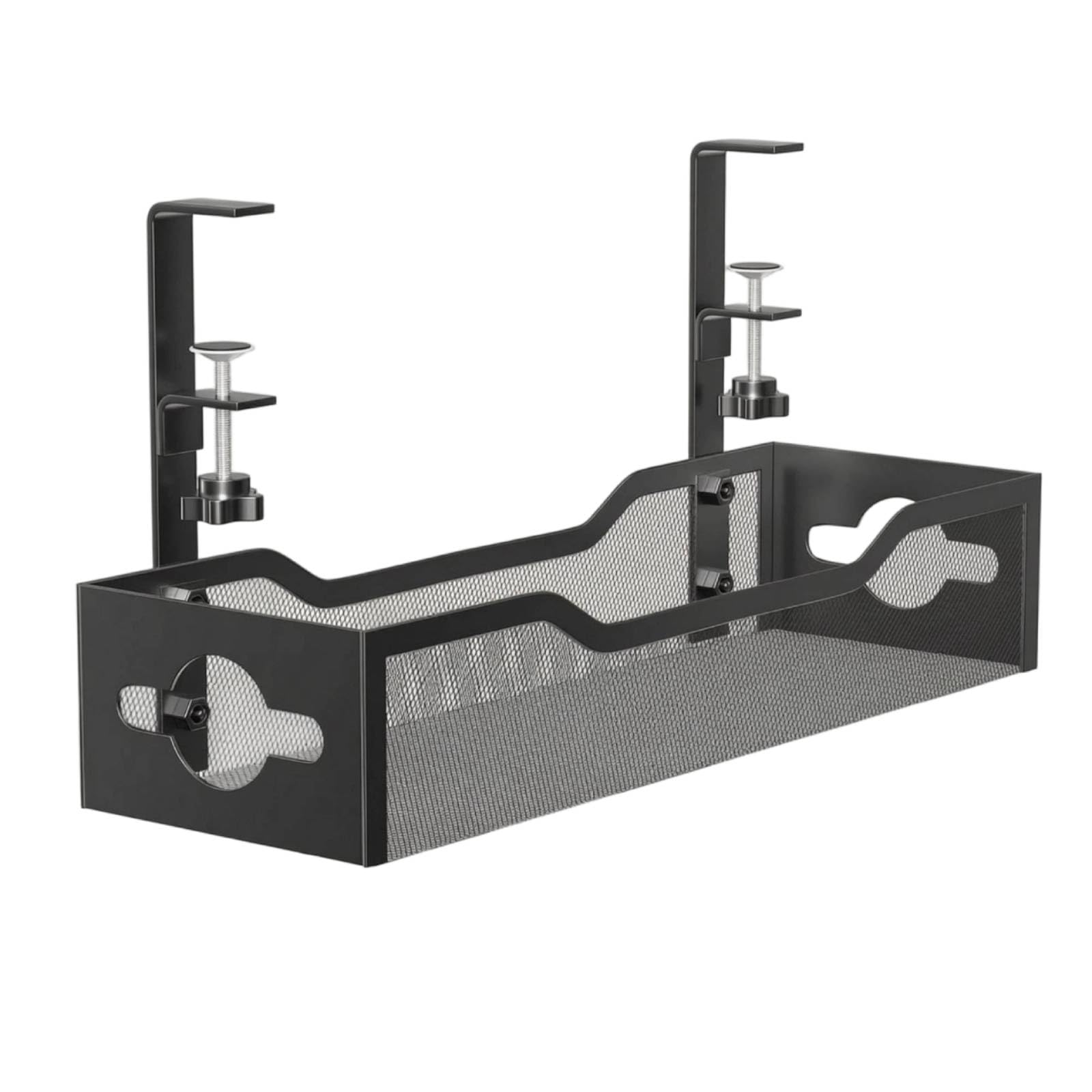 Organizador de Cables de Escritorio Bandeja Soporte Gestor Caja Sujeción Firme con Abrazadera y Ocultación de Regletas y Cables Sueltos Adecuado para, Negro, Actualizado Reforzado