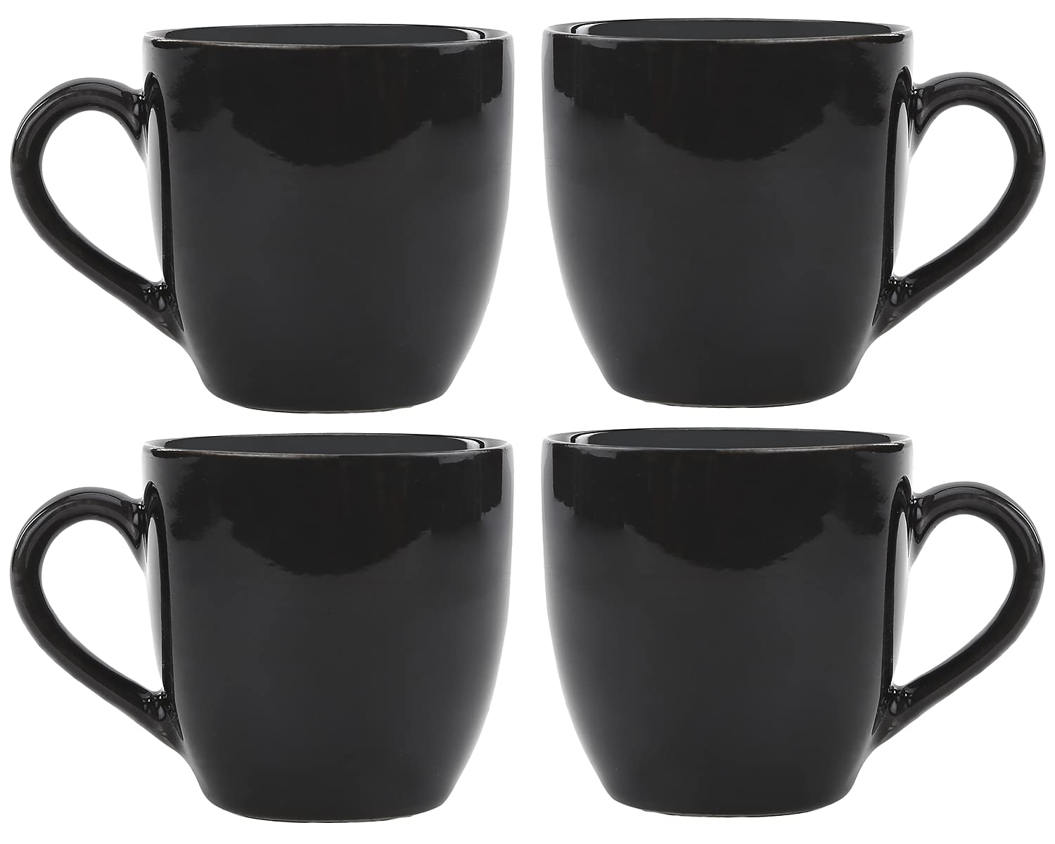 KITTENS Ceramic Tea Cup Set of 4 (200ml) - Glossy Black, Handcrafted, Food Grade Material, Microwave & Dishwasher Safe, Daily Use Cups, Made in India 1