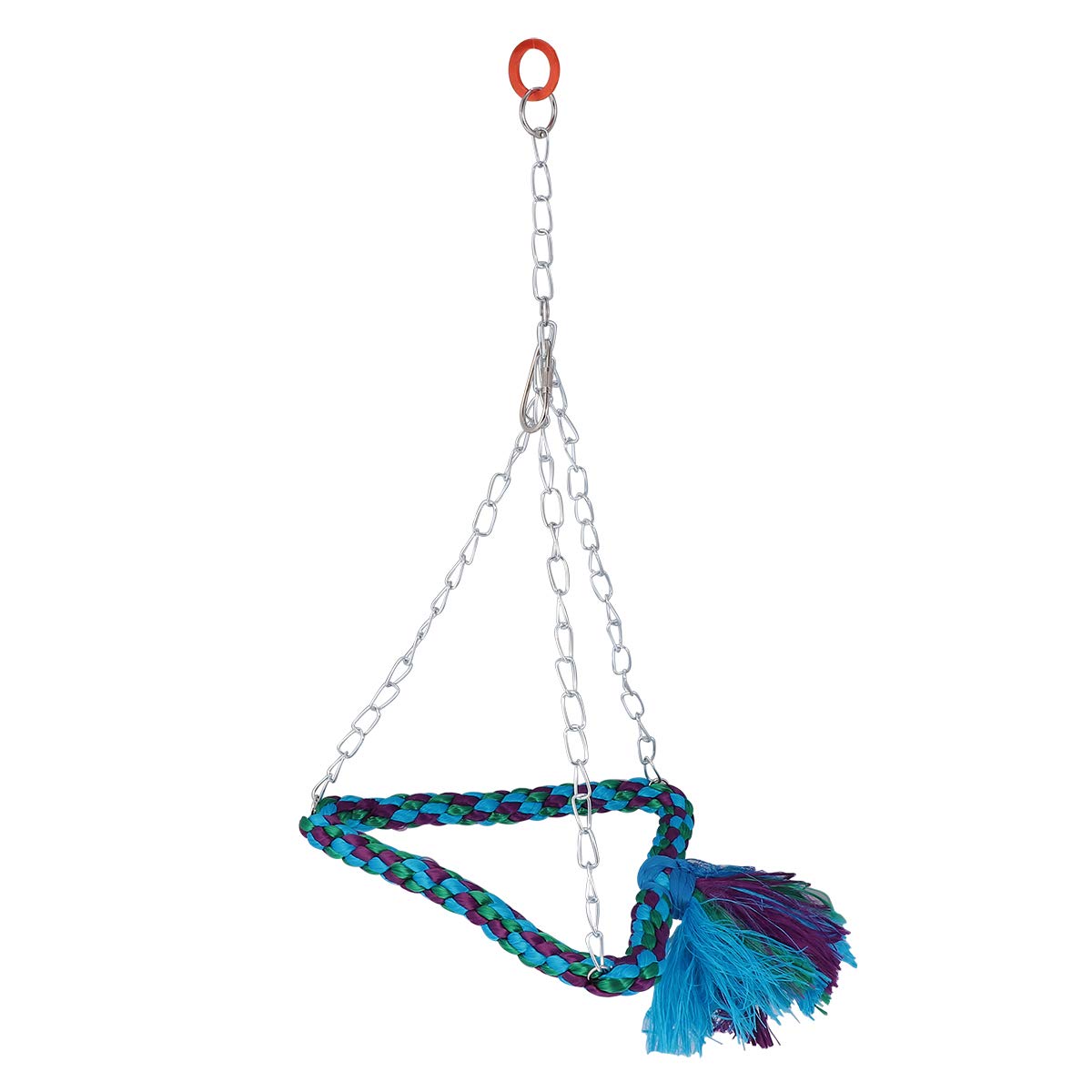 Parrot gnaws on a rope triangle stand bird rope swing parrot toys bird stands for parrot perch stand bird triangle swing hanging parrot perch pet toys hanging toys chew rope