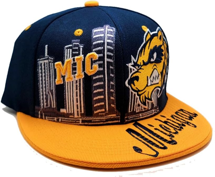 Michigan New Leader Premium Downtown Blue Yellow Era Snapback Hat Cap - Image 4