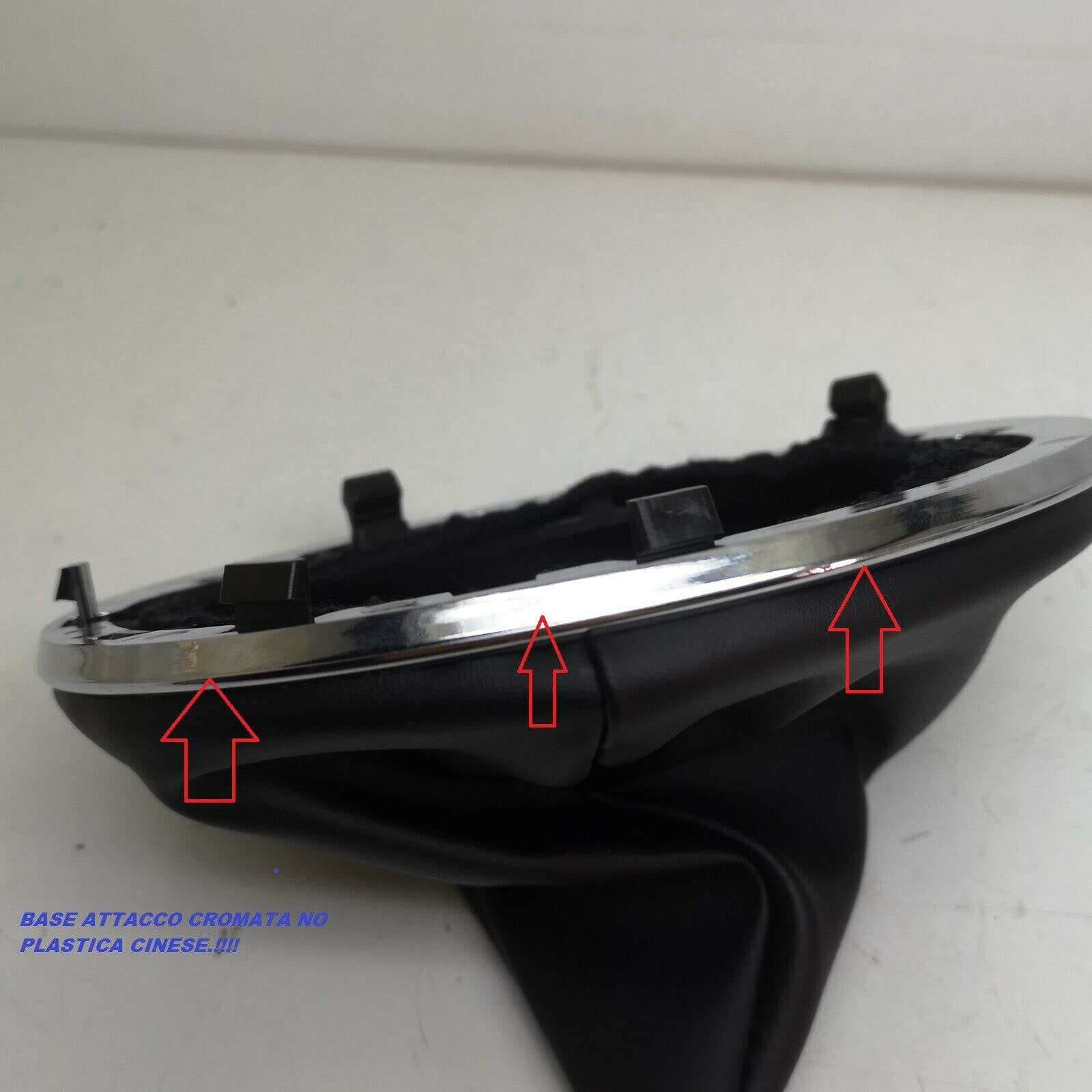 Cuffia Leva Cambio Fiat 500 Nera In Ecopelle Con Ghiera Cromata - Compatibile 2007/2014 - Foto 3