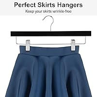 Vista 8 de AMKUFO 20 piezas de perchas de madera para pantalones, perchas sólidas para pantalones con clips ajustables de 14 pulgadas, perchas de madera negra