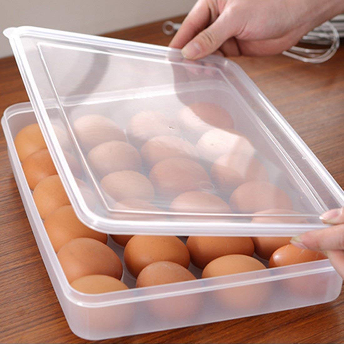 Twiclo Fiber Grids Transparent Freezer Storage Box Egg Tray Preservation Box, White 3