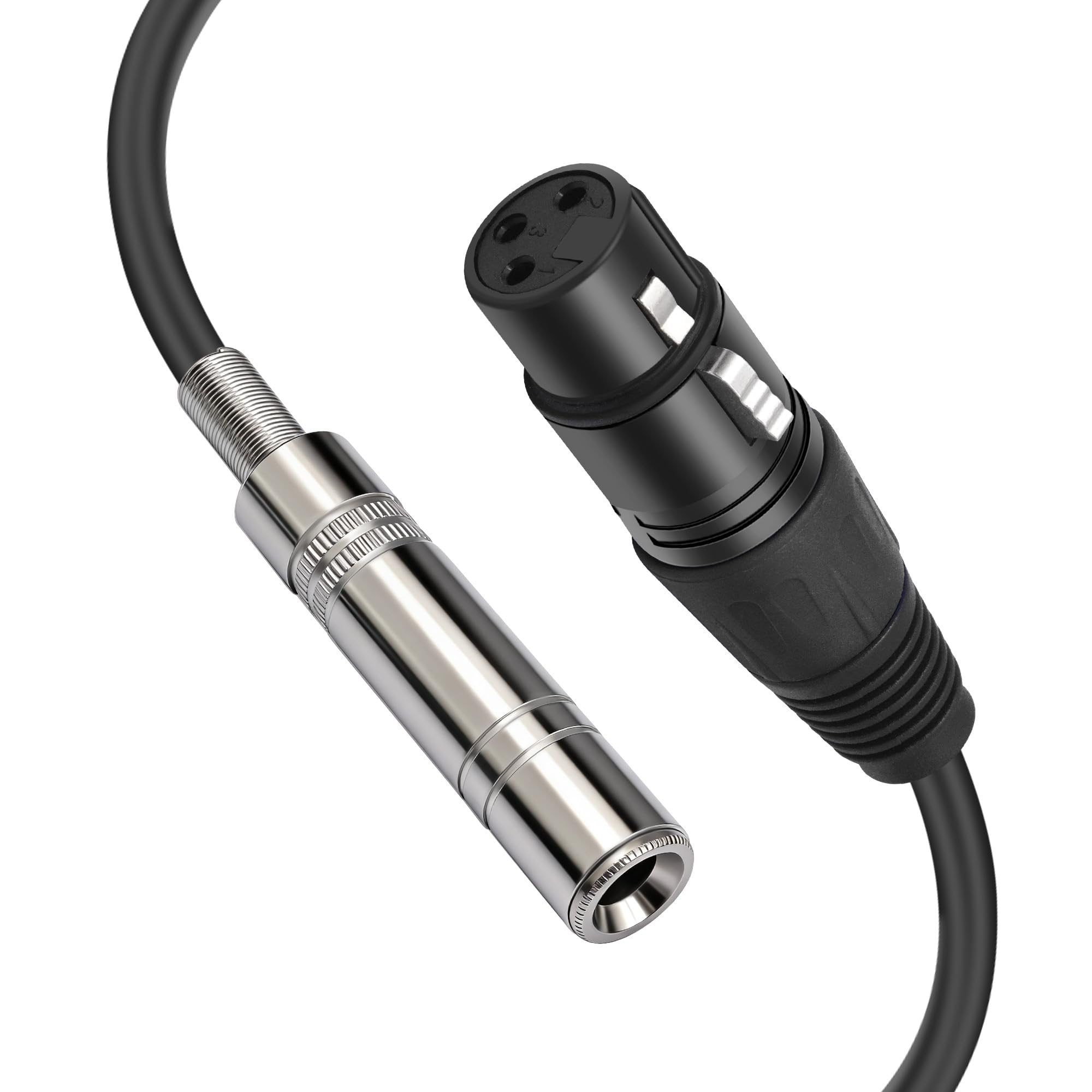 XLR-Buchse auf 6,35-mm-Buchse, Stereo-Audiokabel, 3-polig, XLR auf TRS-Kabel, 30 cm, 2 Stück