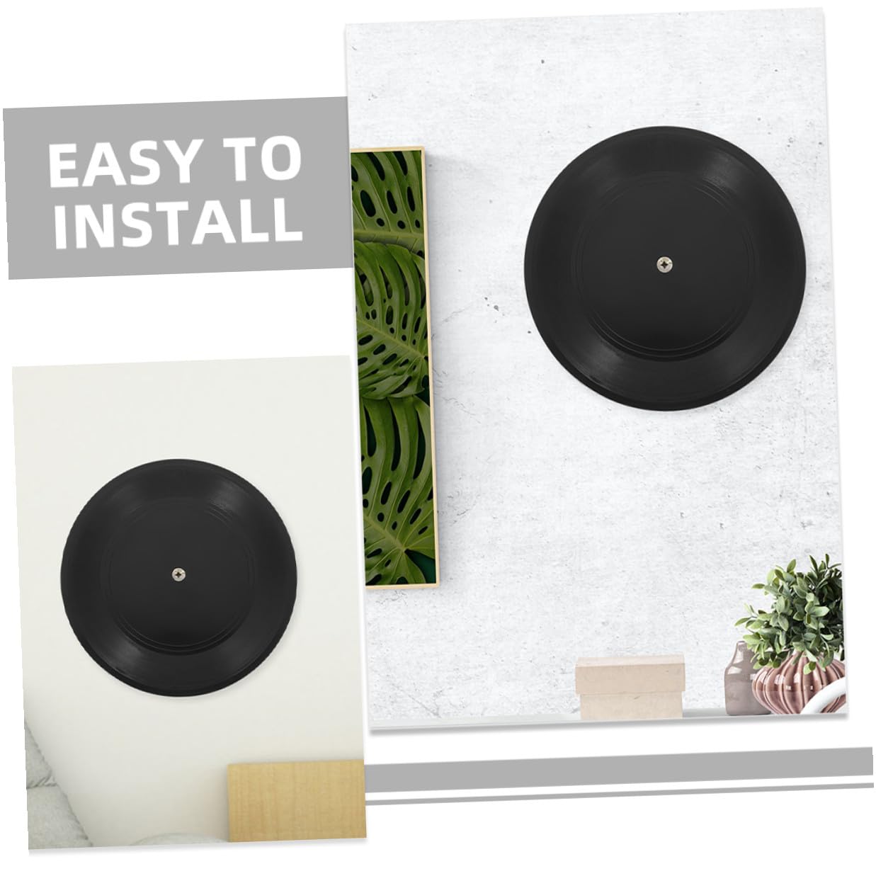 POPETPOP Dischi Esposizione Artistica da Parete in Plastica in Vinile Decorativi da 12 Pollici Neri Set 10 Pezzi per Arredamento Indie e Studio Musicale per Decorazioni Retrò Camera