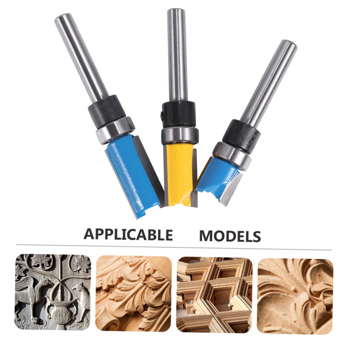 NAMOARLY Woodworking Flush Trim Router Bits Set 3pcs 1/4 Inch Handle Straight Bits Wood Milling Cutter Carpentry Tool