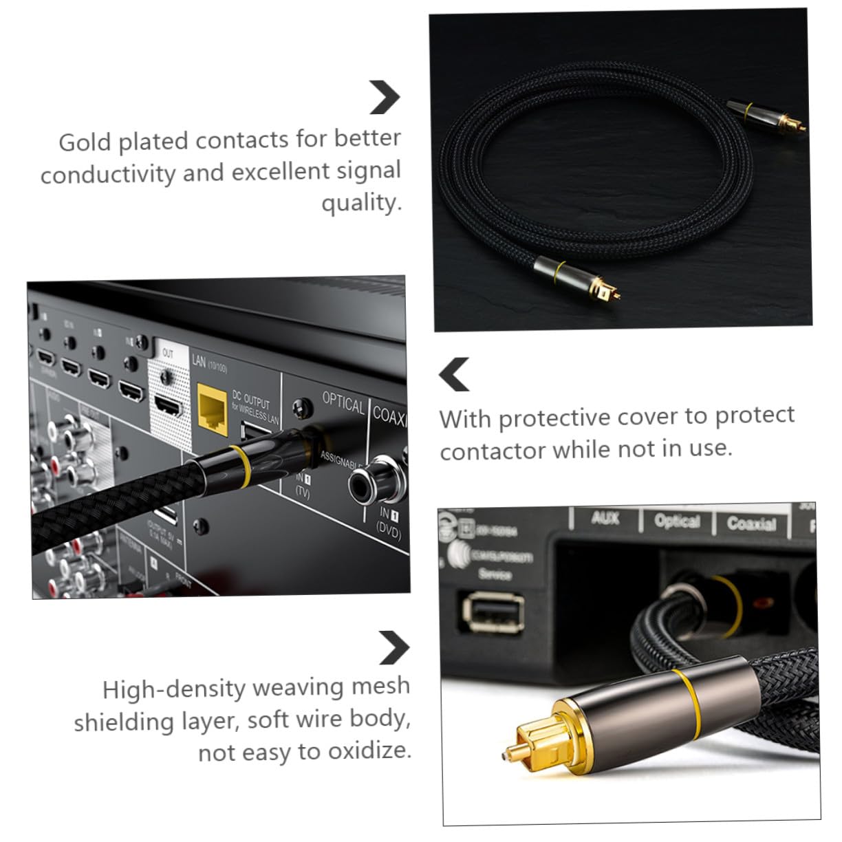 HOMSFOU Cavo Audio Ottico Da Metri Cavo Audio Digitale in Fibra Ottica Connettori Maschio-maschio Placcatura in Oro Schermatura Maglia Intrecciata Ad Alta Densità Corpo in Filo Morbido Res