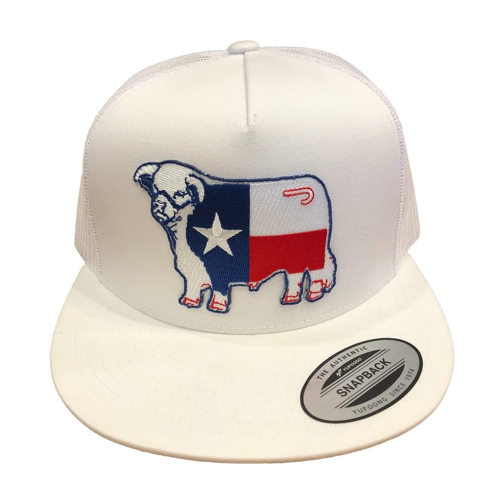 Lazy JICY White Texas Flag Bull Cap