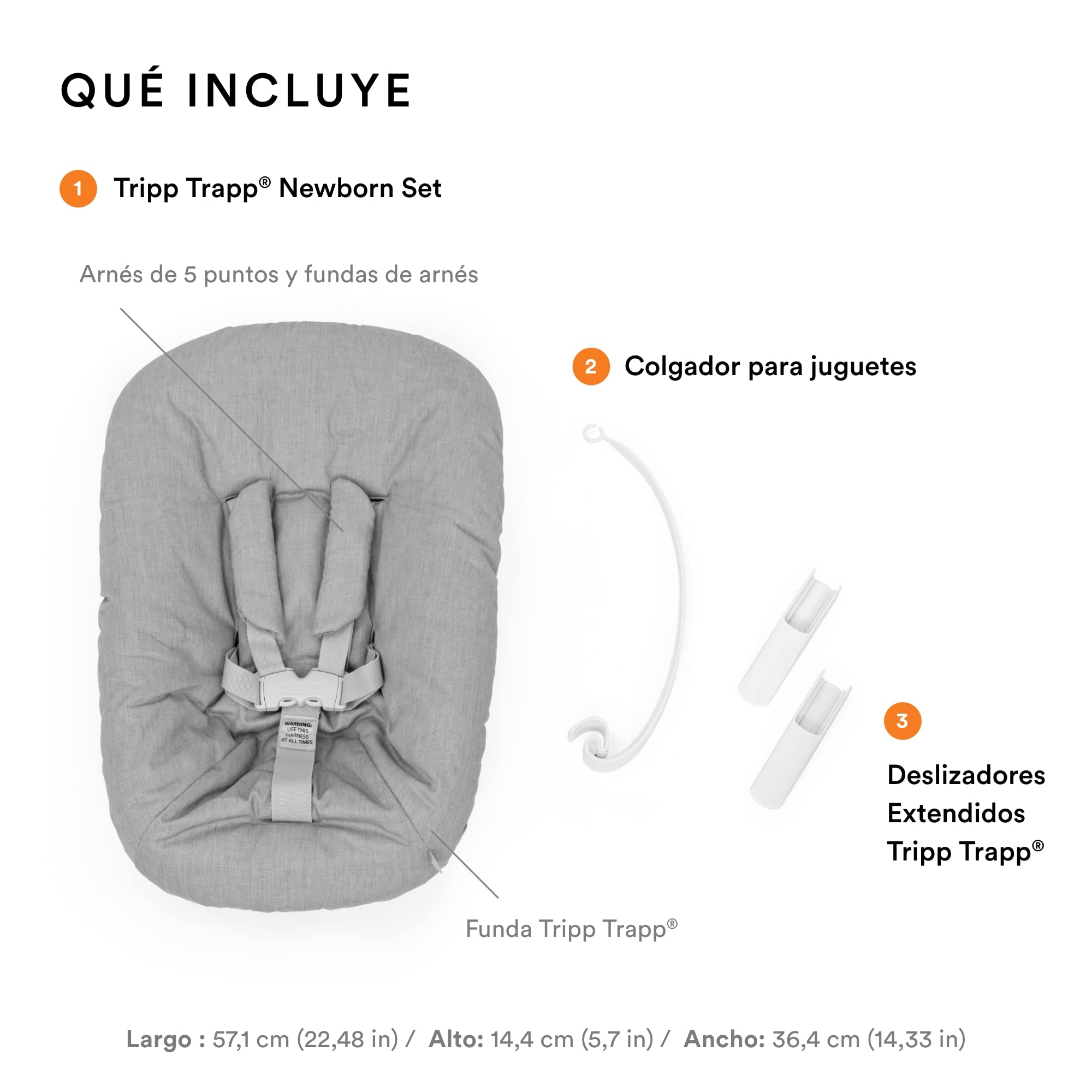 Tripp Trapp, Gris - Convierte la Silla en un asiento para recién nacidos hasta 9 kilos - Acogedor, seguro y fácil de usar - Compatible con modelos Tripp Trapp posteriores a mayo de 2003