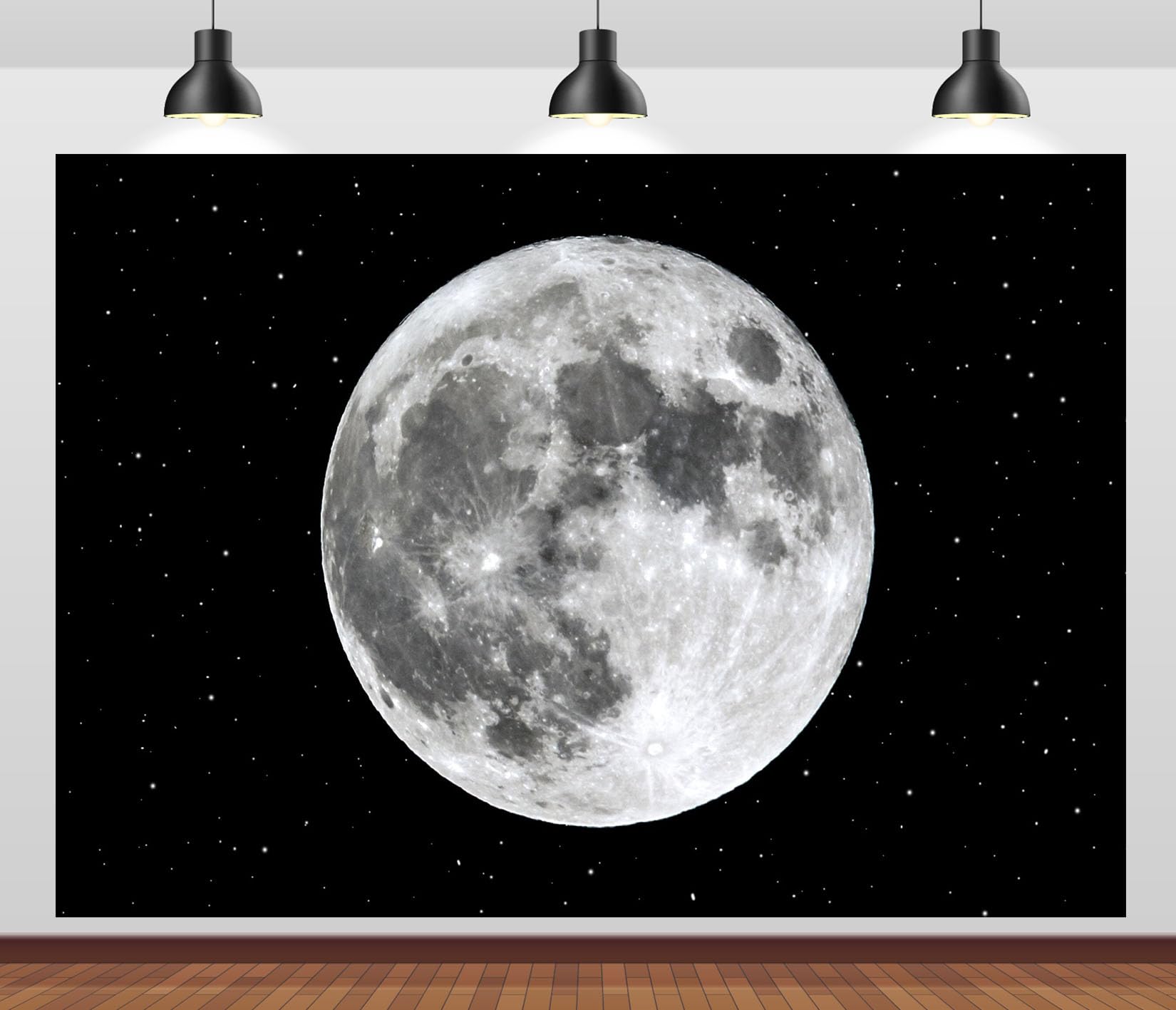 20x10FT (6x3m) Luna Piena In Cielo Stellato Sfondo Fotografico