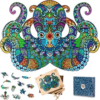 Jigsaw Puzzles for Adults XL 325 Piece (46x32.8cm)  Octopus Wooden Jigsaw Puzzle for Adults by The Puzzled Tree