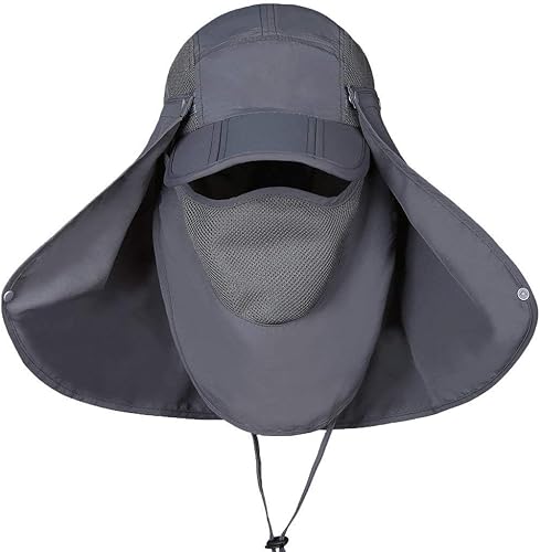 Miniatura 2 de Sombrero de pesca para hombre y mujer, gorra solar para exteriores, protección solar UV, con solapa extraíble para el cuello y cubierta facial,
