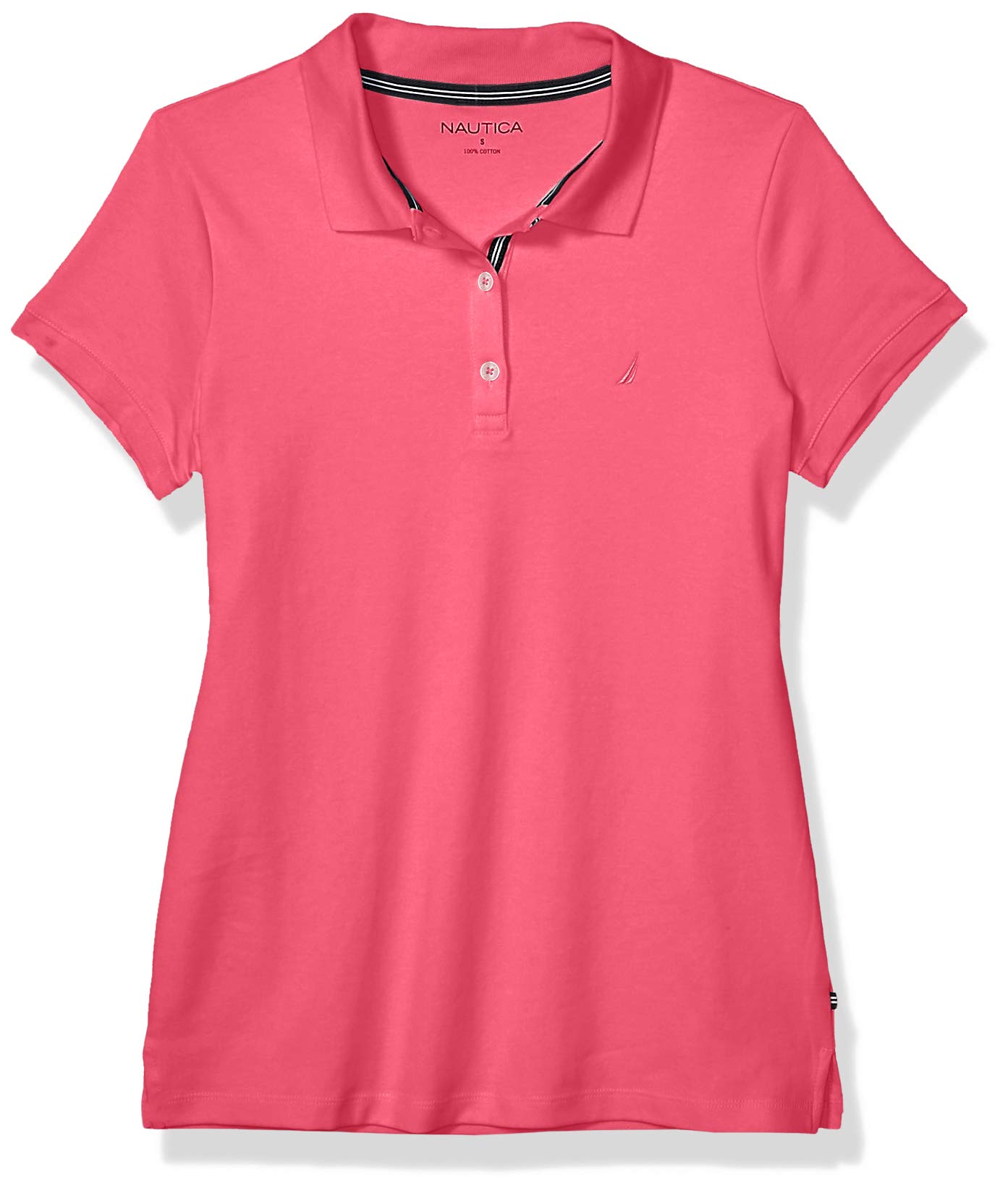 Nauticawomens 3-button Short Sleeve Breathable 100% Cotton Polo Shirt Polo Shirt