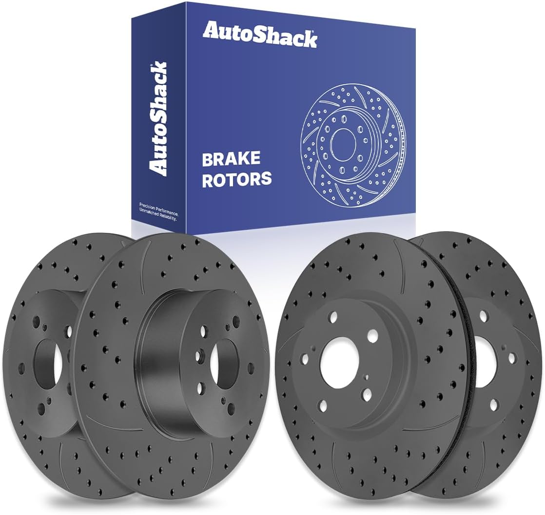 AutoShack Front Vented & Rear Solid Brake Rotors 4-PC Set Replacement for 2007-2011 Toyota Camry 2007-2012 Lexus ES350 2008-2012 Toyota Avalon