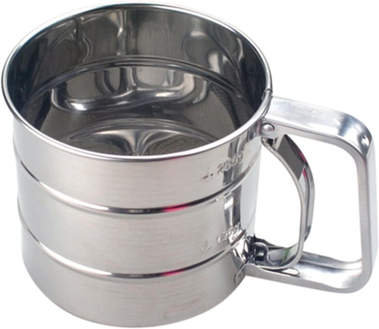 mesh Sieve Stainless Steel Shaker Sieve Cup Mesh Crank Flour Sifter with Measuring Scale for Flour Icing Sugar utensilio