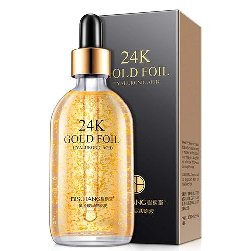 Ofanyia Esencia de ácido hialurónico de lámina de oro de 24 K, líneas finas suaves hidratantes, antienvejecimiento, elimina arrugas, suero facial