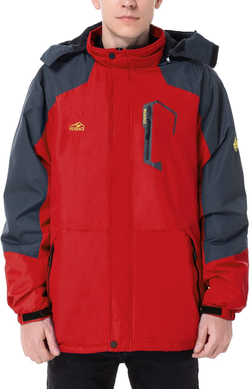 Men's Waterproof Ski Jacket Fleece Warm Outdoor Sports Rain Coat with Hooded Windproof Mountain Winter Snow Jacket : Clothing, Shoes & Jewelry