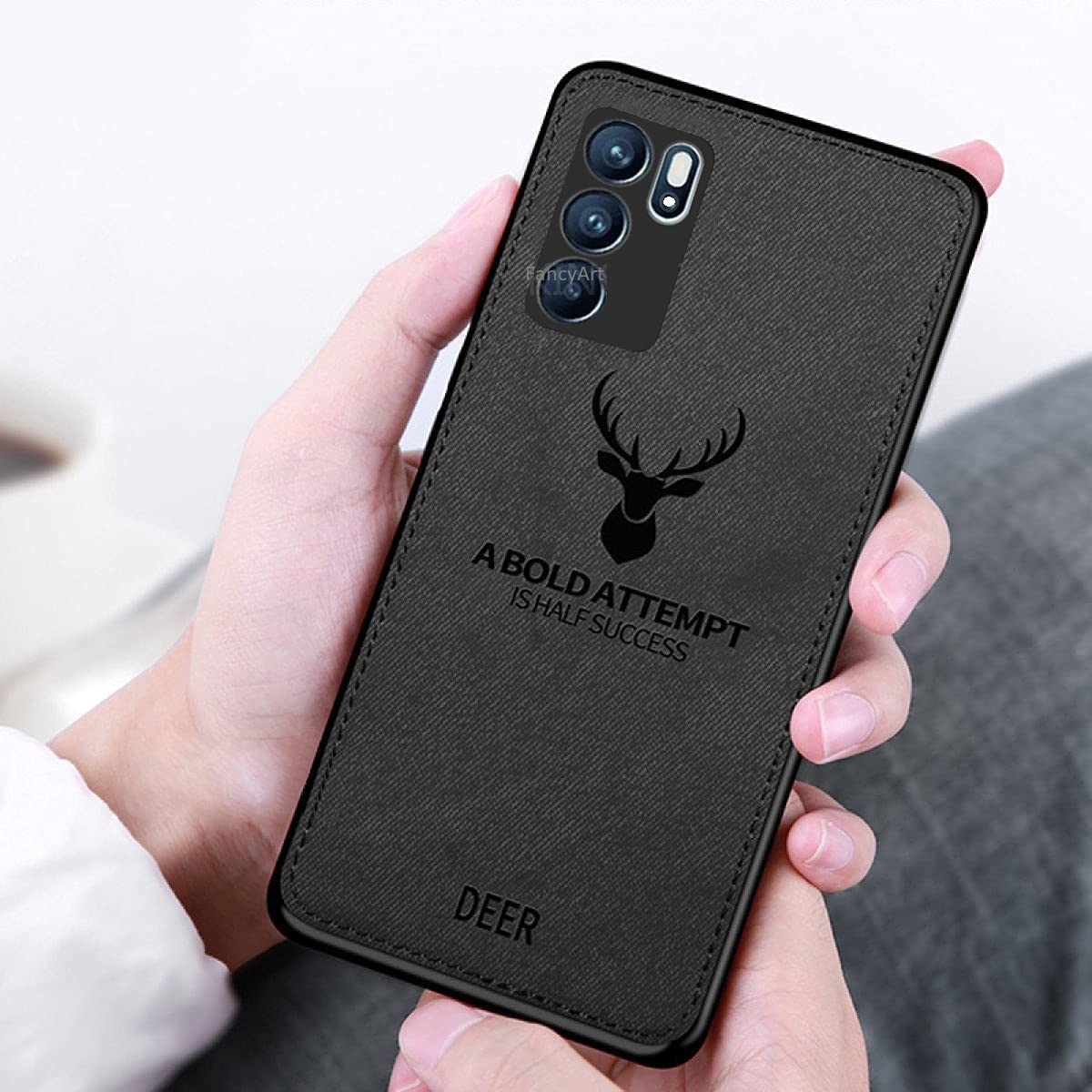 Aanshi Deer Pattern Cloth Cases Covers Oppo Reno 6 Texture Leather Finish Soft Fabric Case | Protective Back Cover with Oppo Reno 6 (Black) (B0BR3YWBMF) Amazon Price History, Amazon Price Tracker