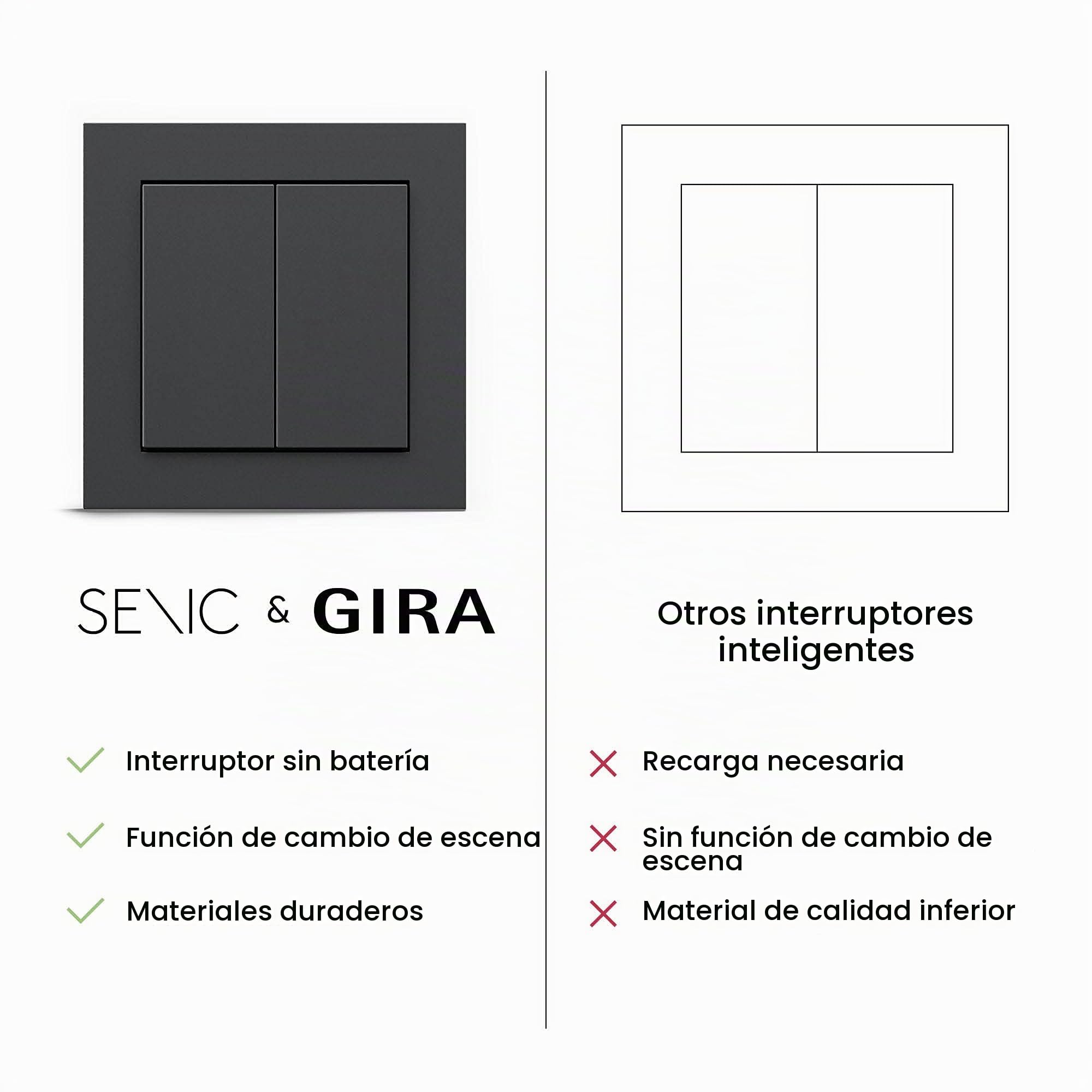 GIRA + Senic Interruptor Inteligente Friends of Hue | Interruptor Inalámbrico Homekit con Regulador de Luz para Bombillas Inteligentes Philips Hue | Sin Batería y Sin Carga | Blanco
