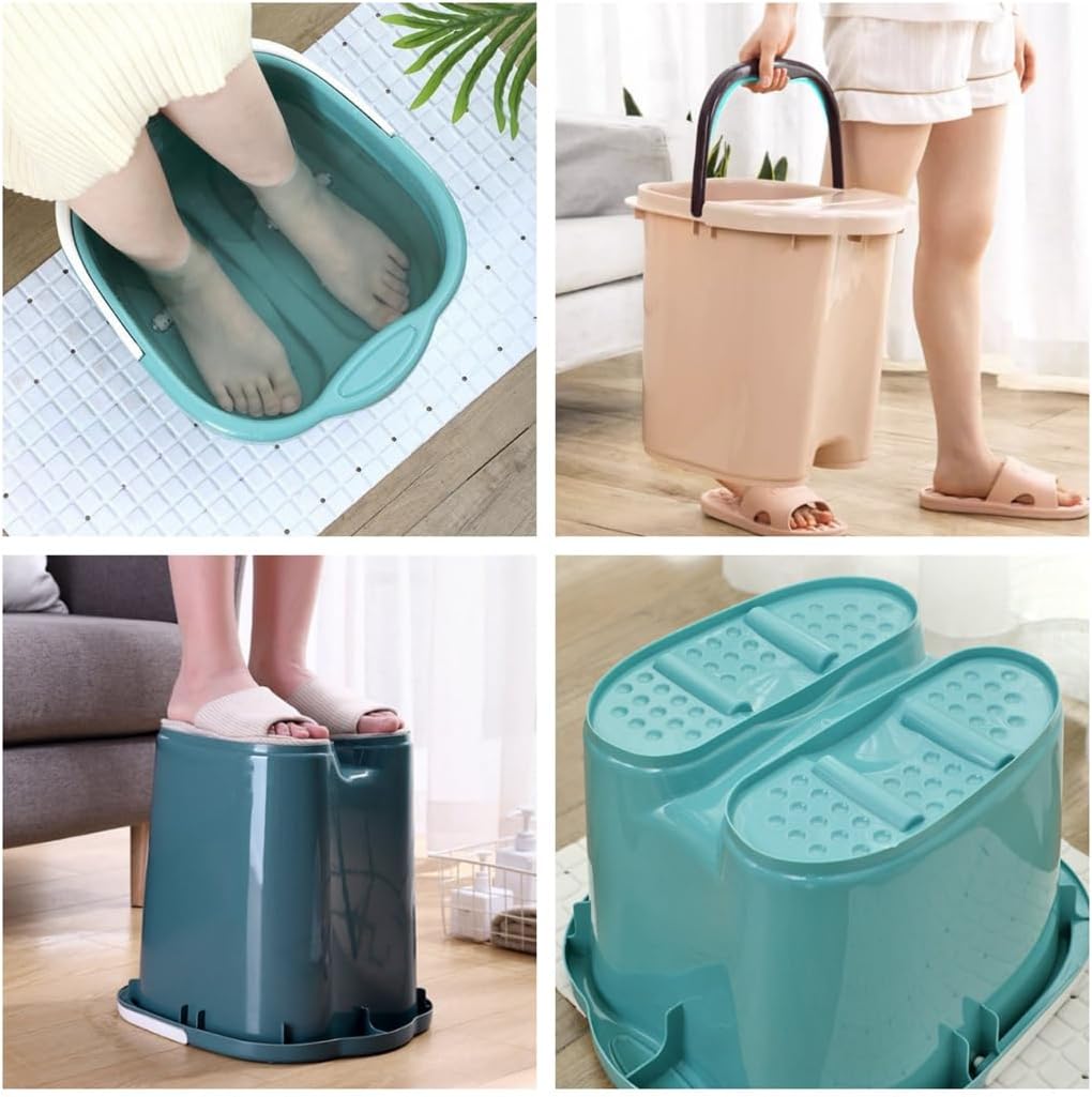 acmeer 足湯 バケツ フットバス 足湯器 泡脚桶 足浴バケツ 桶 足湯バケツ 足湯桶 フットマッサージ 蓋付 深型 足SPA