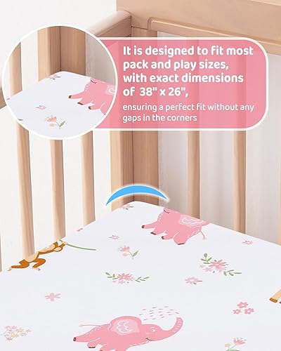 Miniatura 7 de Colchón Pack and Play, 38 x 26 pulgadas, suave, transpirable, portátil, impermeable y lavable, se adapta perfectamente a Pack n Play Elefante
