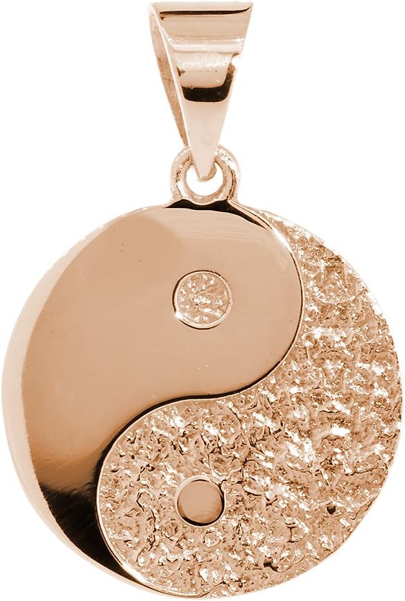 Large Yin Yang Medallion Charm Pendant, Two-sided,Reversible, 1 inch in 14K Pink, Rose Gold