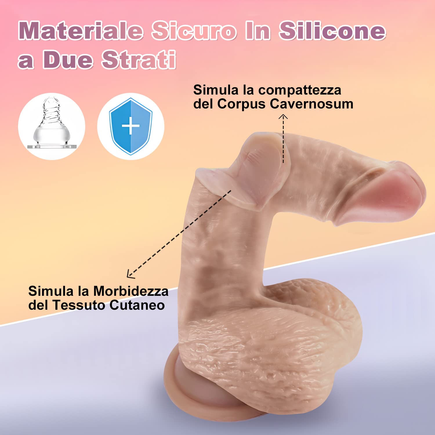 Dildo Realistico in Silicone 18cm Pene Sexytoysys Donna Uomo Coppia Fallo Realistico Punto G Squirting Sex Toys Pene Finto per Donna Dildo Anale per Uomo