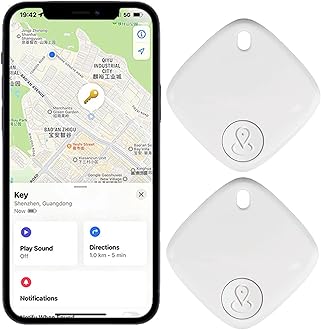 Bluetooth Tracker and Item Locator: Key Finder, Smart tag Item Finder Works with Apple Find My(Only iOS Compatible),1 Year Replaceable Battery, Smart Tracker for Keys Bags Wallets Pet (White-2pack)