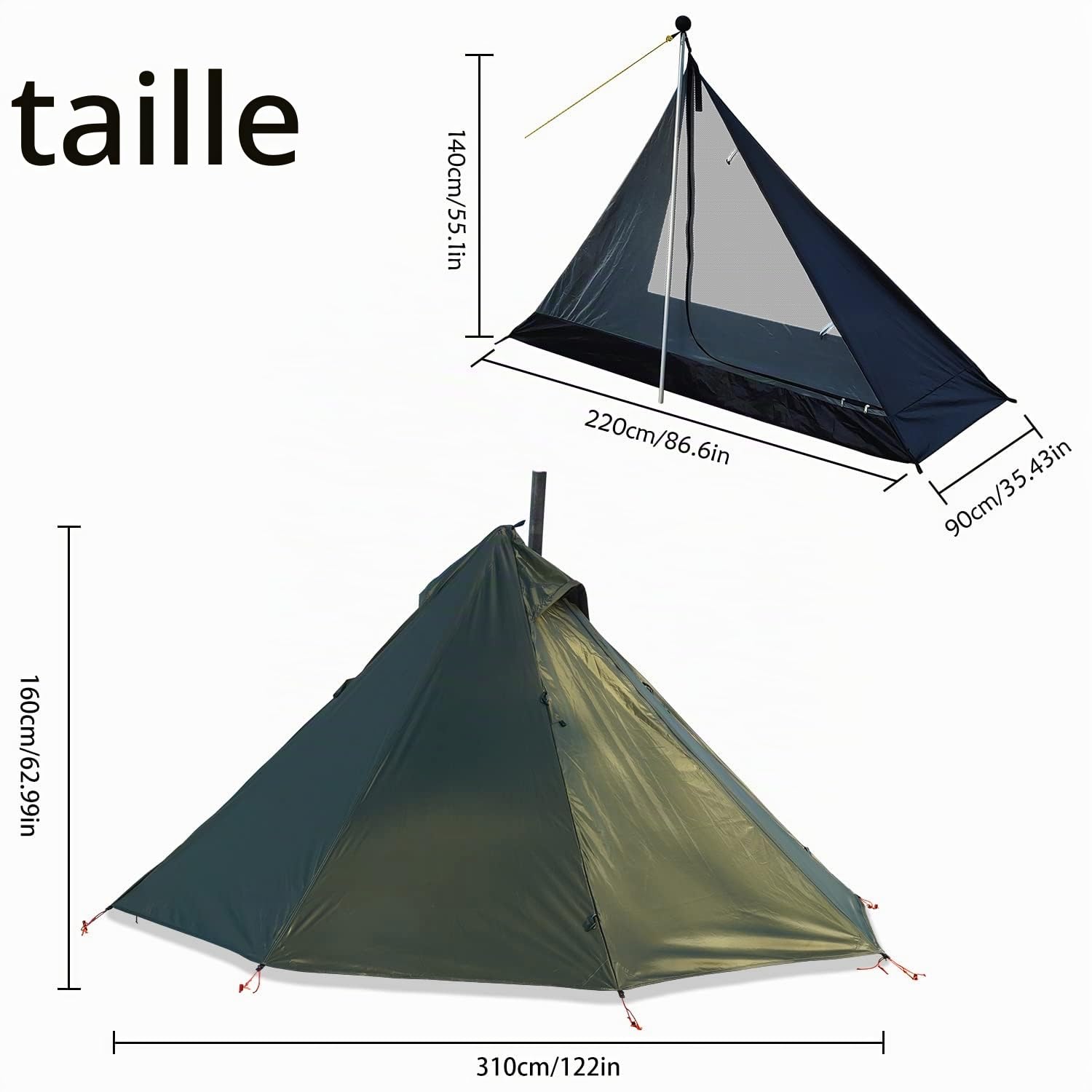 Tipi Tentes Chaudes avec Fenêtres À Trou De Cuisinière 1 Personne Tente de Camping 4 Saisons Randonnée Chasse Tente