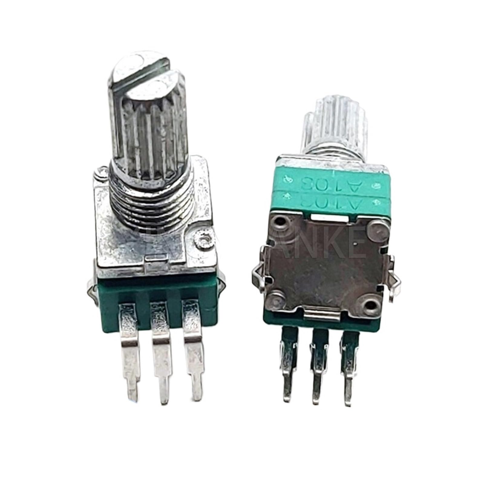 3 SZTUK RK097G 097 Typ Podwójna pionowa zakrzywiona podstawa 6pin A50K A503 regulator głośności, potencjometr długość trzonu kwiatowego 15 mm (50 K omów)