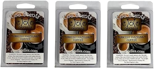 Miniatura 2 de Paquete de 3 velas sin mechas de mezcla de soja, cera altamente perfumada, café turco con avellana