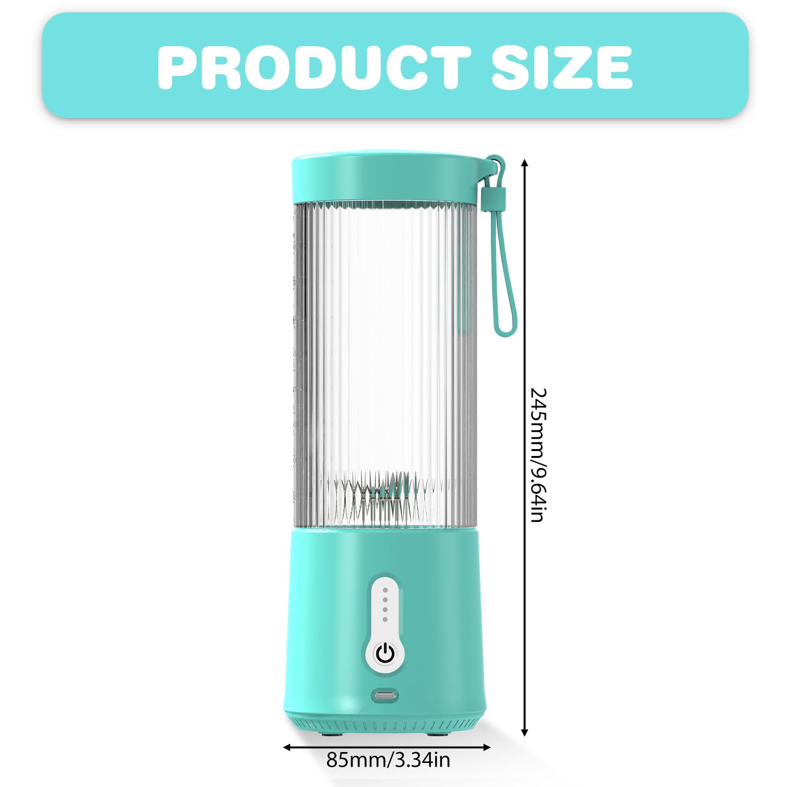 Mixer portatile to Go: 450 ml, spremiagrumi portatile con lame in acciaio inox, mini mixer ricaricabile USB-C per palestra, ufficio, campeggio, viaggi (blu)