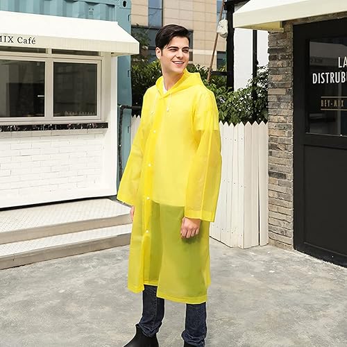 Miniatura 37 de Ponchos de lluvia para adultos reutilizables, paquete de 2 a 5 impermeables para mujeres y hombres, abrigo impermeable con capucha con cordón