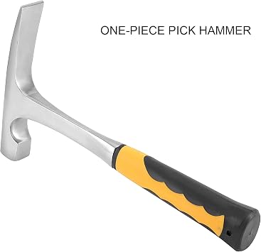 2 PCS 32 OZ 11.9 Inch Rock Pick Hammer, High Carbon Steel Brick Hammer with Non-Slip Shock Absorbing Grip, Polished Flat Head Geology Hammer for Mining