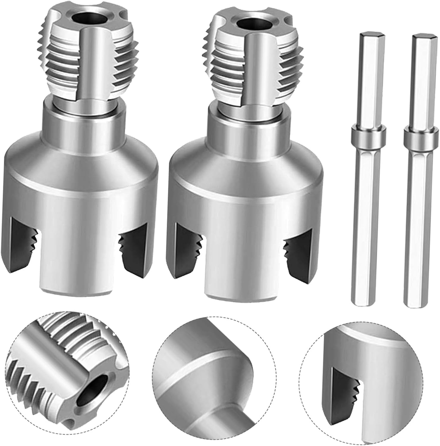 BESTonZON 2pcs Dual Function Internal External Pipe Threading Tool for 1/2" and 3/4" Plastic Tubes, Carbon Steel Material with Fast Thread Cutting, Compatible with Electric Drills