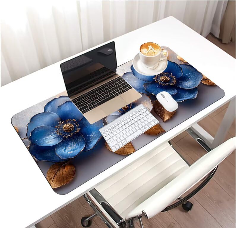Tapis de souris gamer bleu grand format avec surface de précision en caoutchouc et tissu - 3
