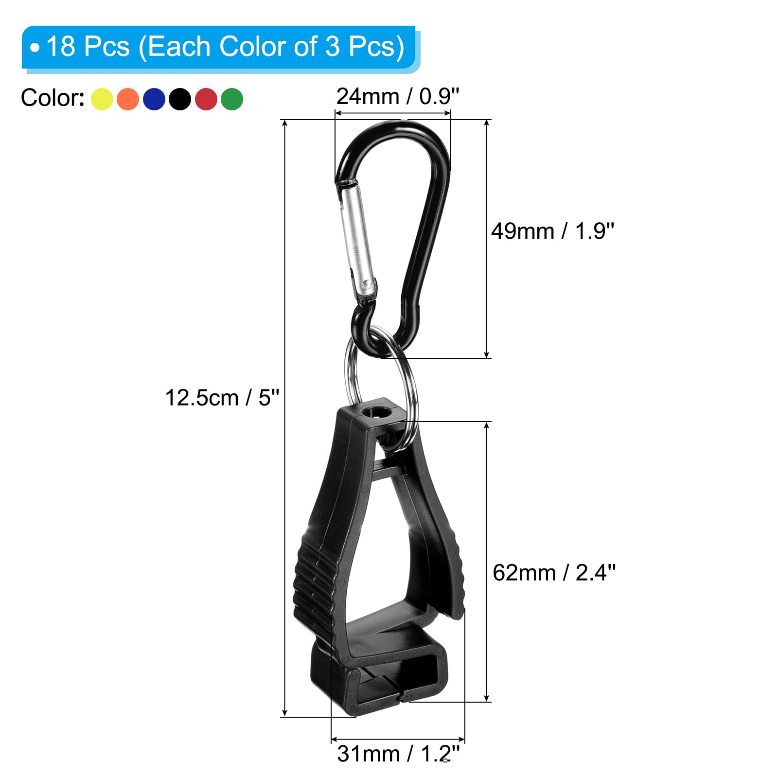 PATIKIL Glove Clips, 18 Pack Gloves Holder Clip Glove Belt Keeper Work Gloves Grabber Helmet Hanger for Construction Worker Multicolor - Image 2