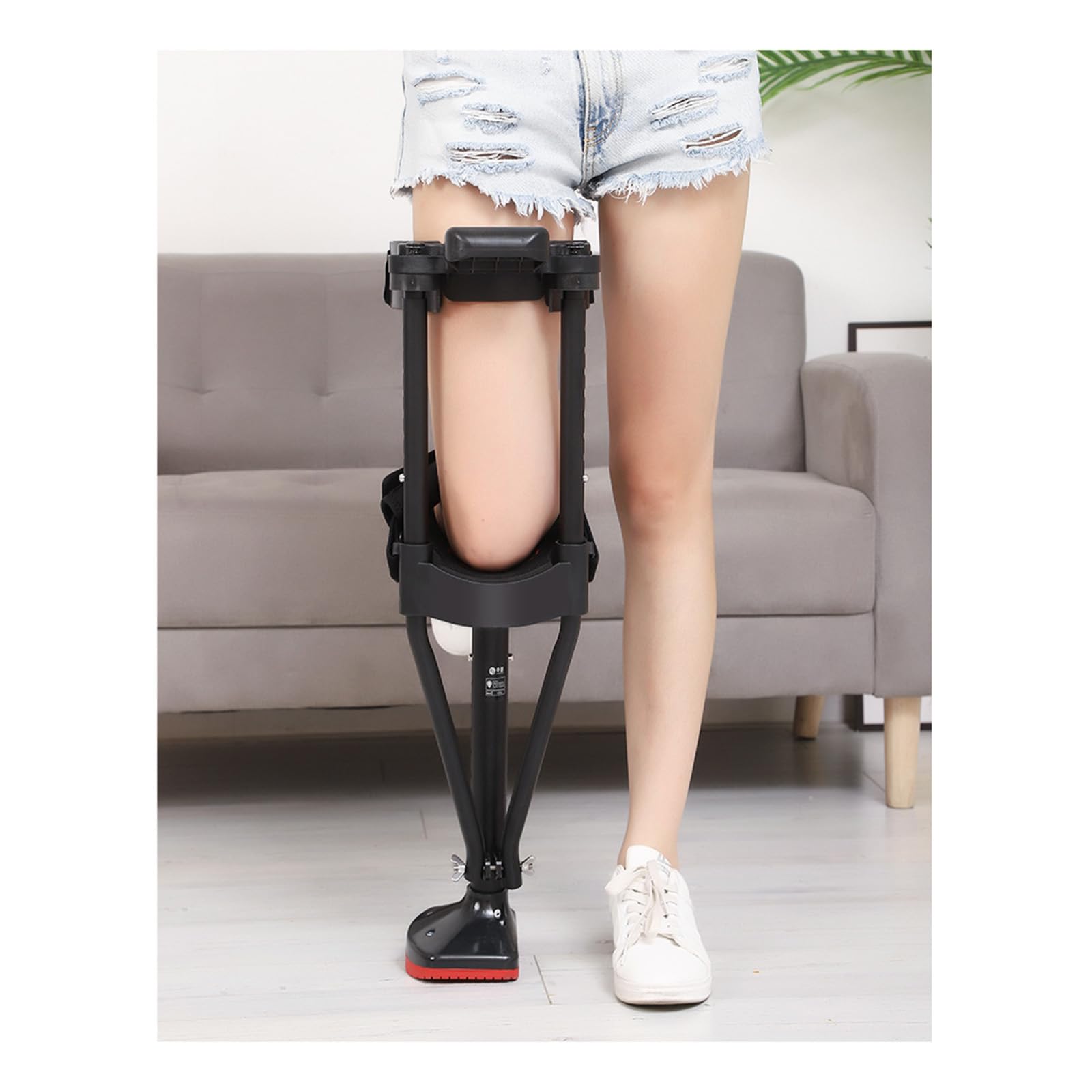 Muleta de rodilla ajustable de 180 ° para la rodilla, médica, antidesnatación, con manos libres, sin dolor, ayuda con las manos, color negro, pierna izquierda