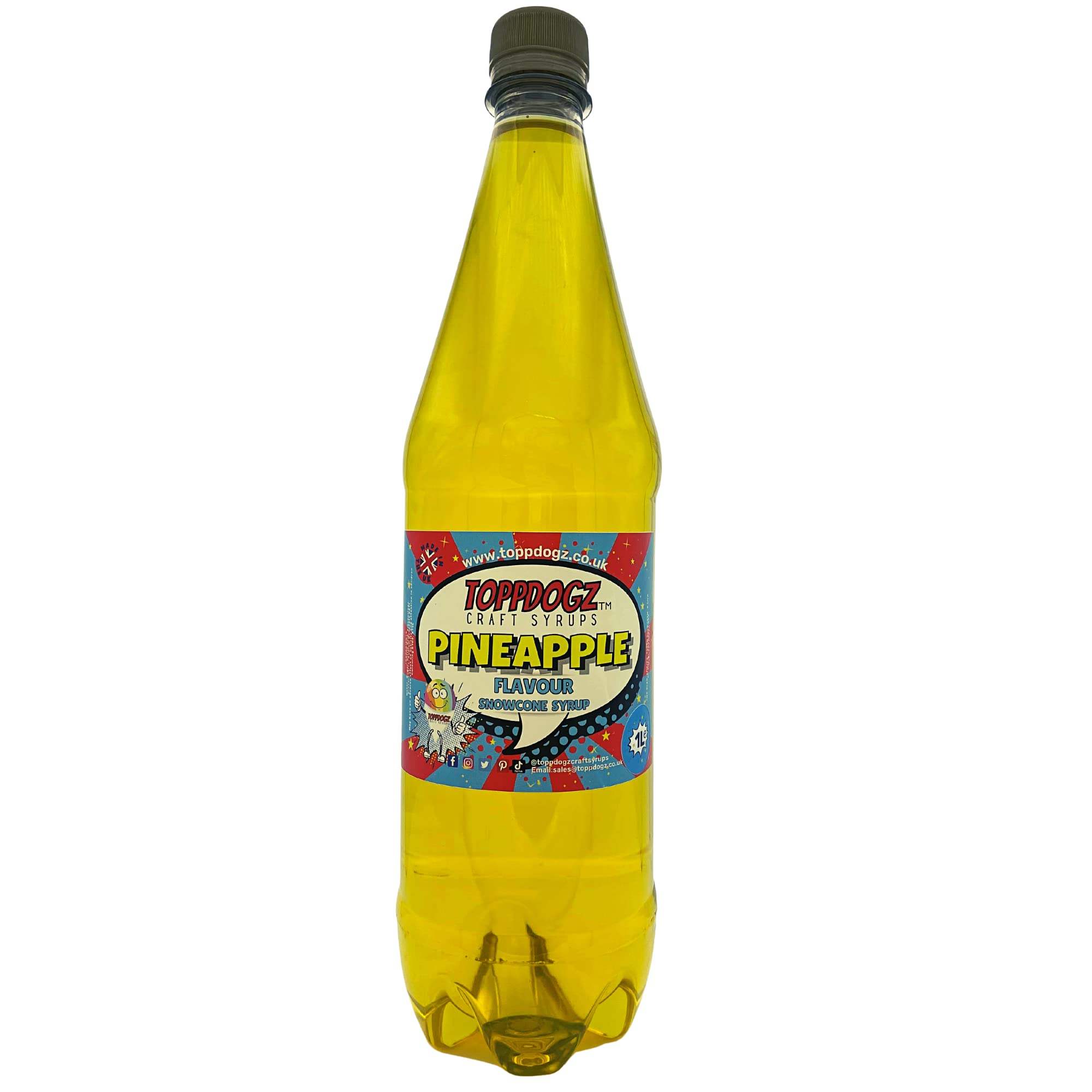 TOPPDOGZ Slush Snow Cone Syrup 1 Litre Pineapple Flavour slushie slushy snowcone