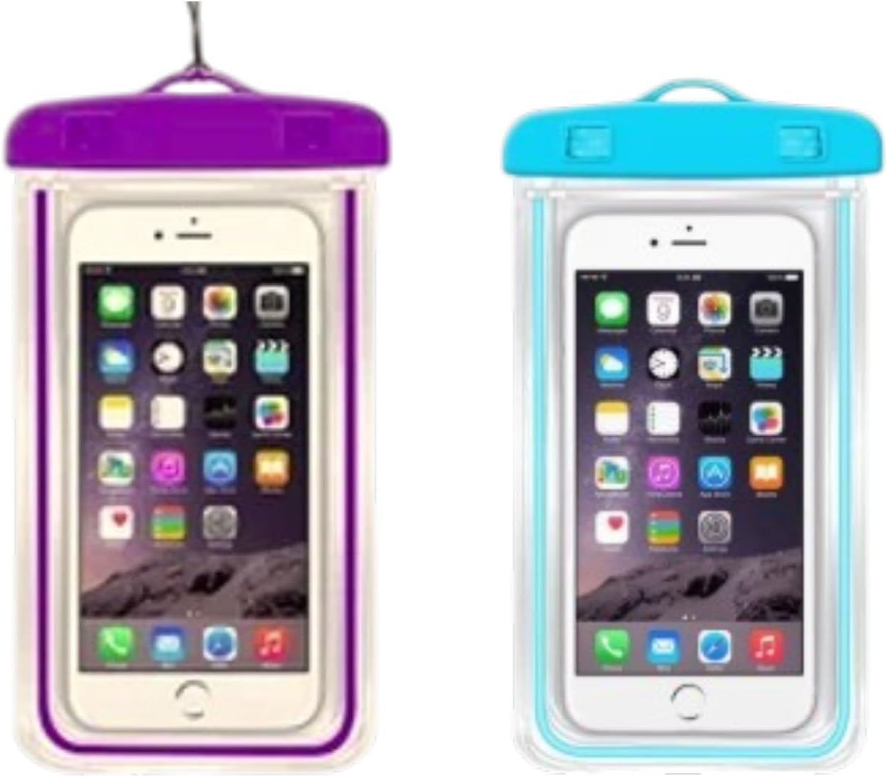 Waterproof Phone Pouch 2 Pack, Universal IPX8 Phone Dry Bag Case with Lanyard, Clear Touch Screen for iPhone, Samsung & Android, Fits Most Phones (Purple and Blue)