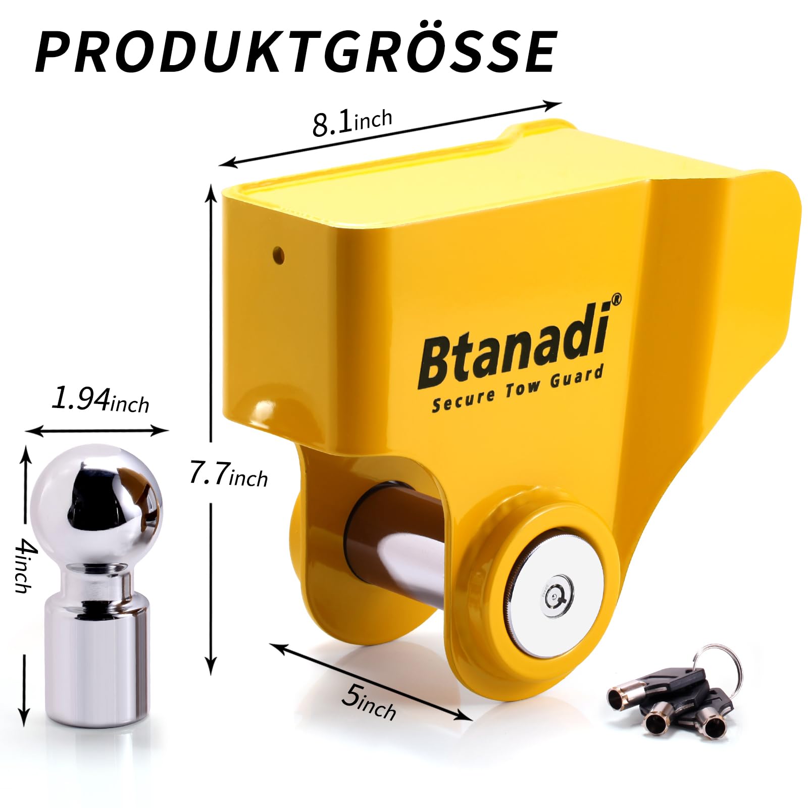 Anhängerschloss mit geschmiedeter Stahlkugel 50 mm, Diebstahlschutz | Für Knott Avonride Kupplungsköpfe 575003/575004/575005/575008, gehärtete Stahlkonstruktion und robuste Diebstahlsicherung