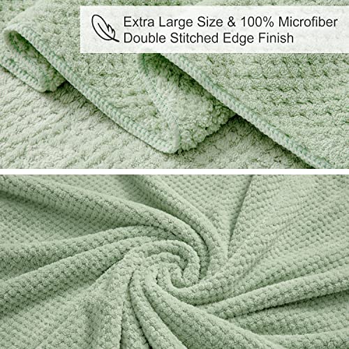 8-Piece Green Bath Towels Set,2 Oversized Large Bath Towels Sheet,2 Hand Towels And 4 Washcloths - 600 Gsm Soft Luxury Towel Set,Highly Absorbent Quick Dry Towel Collection For Bathroom,Hotel And Spa #TOP6