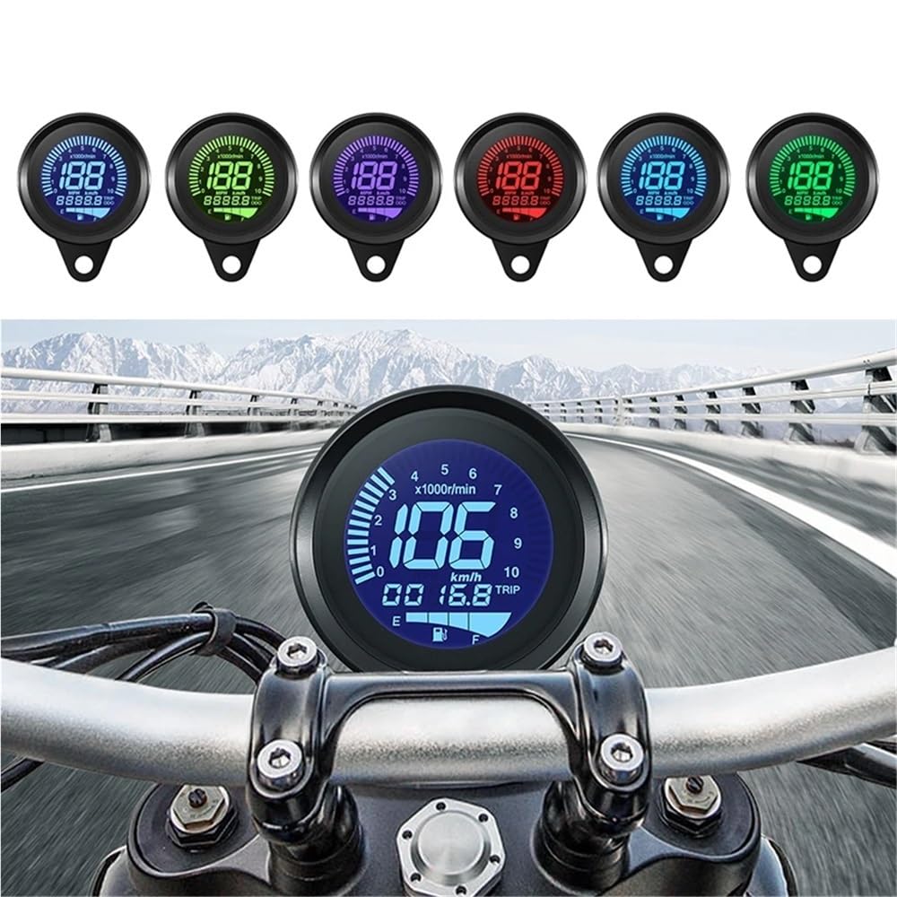 tacómetro Digital Tacómetro Digital Universal para Motocicleta de 12 V, tacómetro, odómetro, medidor Velocidad, Nivel Aceite, RPM